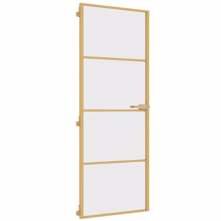 Porta Interni Sottile Oro 76x201,5cm Vetro Temperato Alluminio