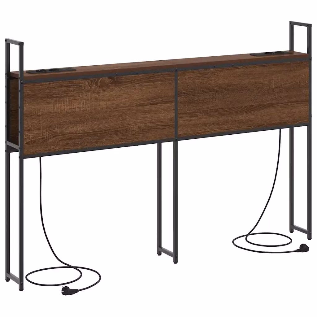 Testiera multifunzionale vidaXL con ripiano integrato e porta di ricarica USB, colore marrone, L: 153 cm, H: 98 cm, P: 15 cm – 2