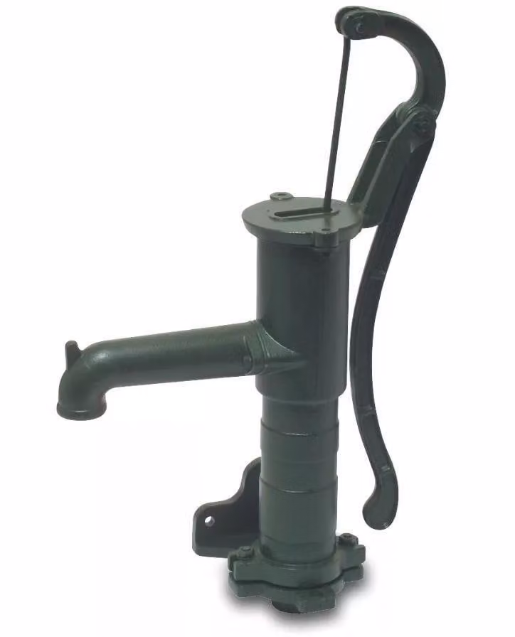 Pompa a mano in ghisa, 1 1/4", filettatura interna, verde, tipo standard, flangia laterale