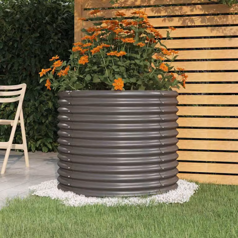 vidaXL Vaso da Giardino in Acciaio Zincato Grigio L: 80 cm, P: 80 cm, H: 68 cm