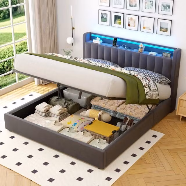 Letto contenitore 180x200 cm, colore grigio