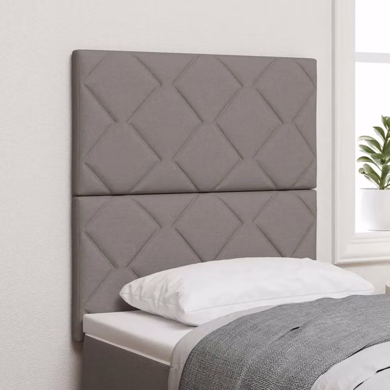Testiera per letto vidaXL Talpa in tessuto beige o grigio con struttura in legno di pino e design moderno geometrico