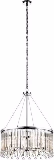 Lampadario Contemporaneo Piper KICHLER in Acciaio Cromo Lucido con 6 Luci E14 e Vetro Trasparente