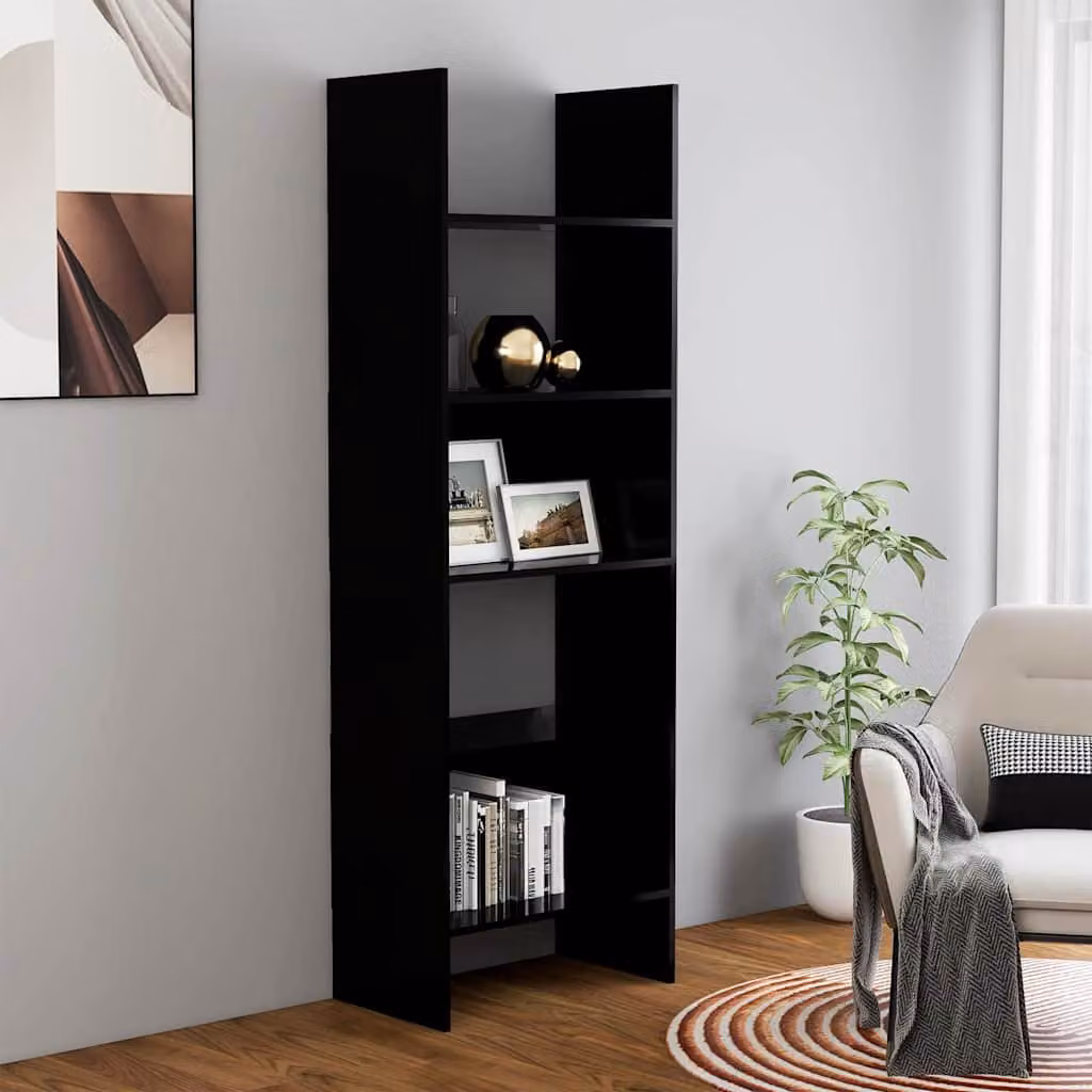 Libreria moderna vidaXL in legno MDF nera con pannello posteriore L: 60 cm, P: 35 cm, H: 180 cm