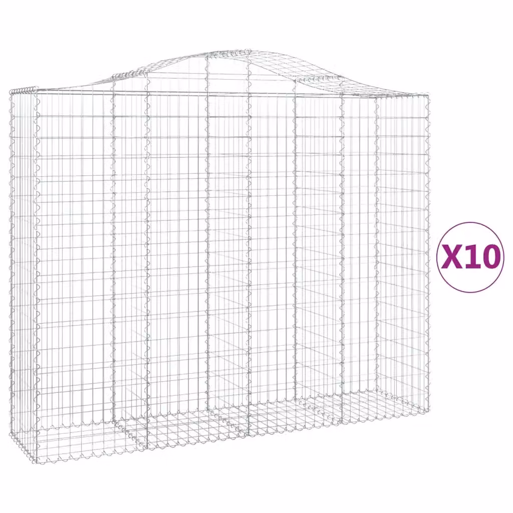 Set di 10 Cesti Gabbioni ad Arco Videx in Acciaio Zincato Colore Argento L/P/H: 200 x 50 x 160/180 cm – 2