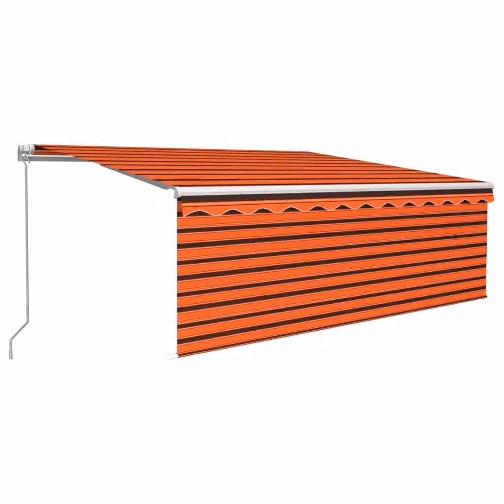 Tenda da sole retrattile manuale VIDAXL con LED in alluminio e poliestere, Arancione e Marrone, L: 450 cm, H: 120 cm – 2