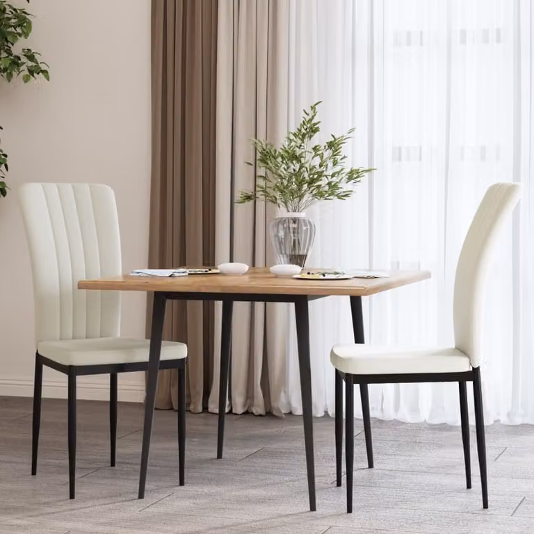 The Living Store Sedie da pranzo 2 pezzi. Velluto crema