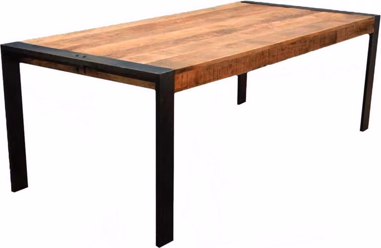 Tavolo da pranzo Bolt Edge – Rettangolare – Legno di mango – Marrone – 200x100x79 cm – 6-8 persone – Moderno e industriale