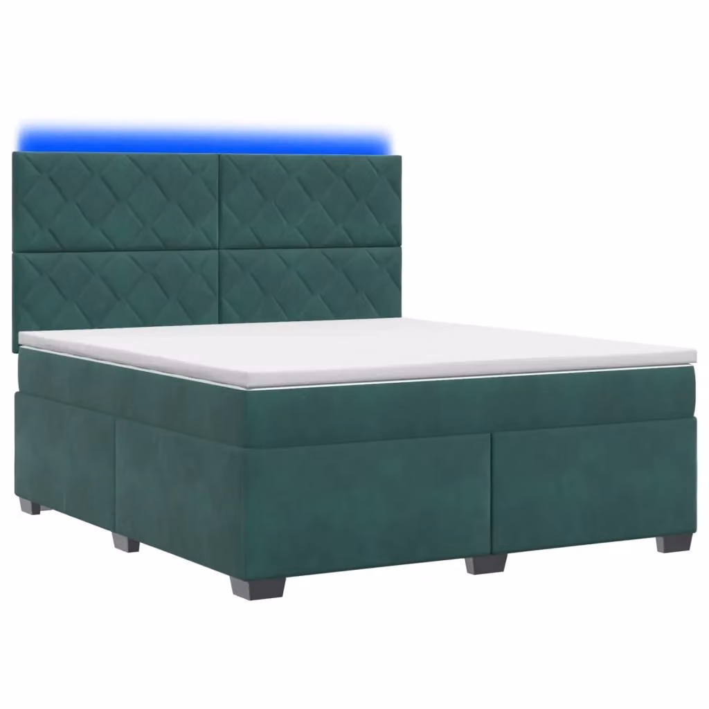 Letto box spring con materasso ibrido vidaXL in velluto verde, con base a sollevamento, illuminazione sottostante e porta USB, L/P: 140 x 200 cm – 2