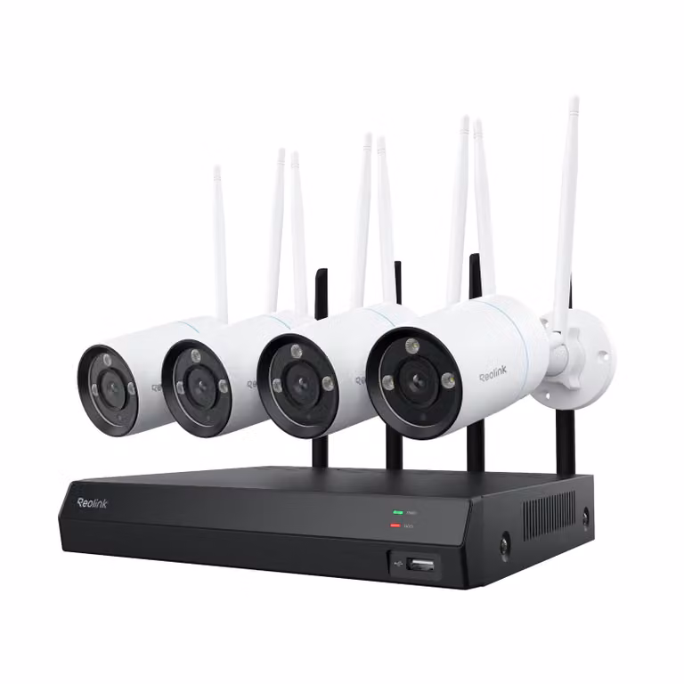 Sistema di sorveglianza Reolink RLK12-800WB4, registrazione 24/7, 4X 4K 8MP dual-band Wi-Fi 6 telecamere di sorveglianza e NVR a 16 canali con HDD da 2TB, rilevamento intelligente