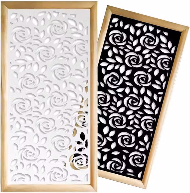 Moduli Decorativi Floreali Petali Signorbit in Legno e PVC, L 73 cm x H 148 cm, Colore Nero e Bianco