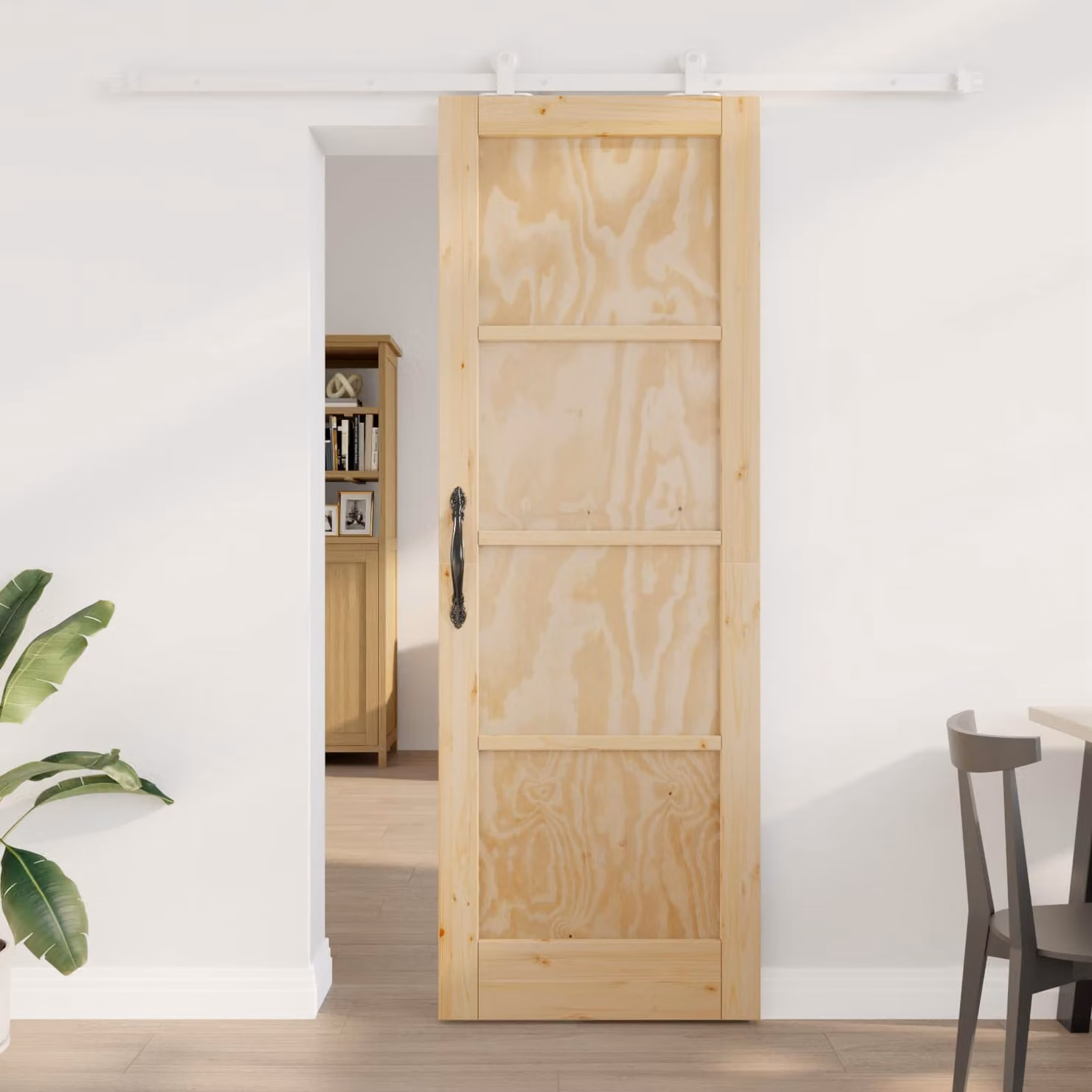 Porta scorrevole vidaXL in legno di pino, colore Naturale e Bianco, L: 73,5 cm, H: 211 cm