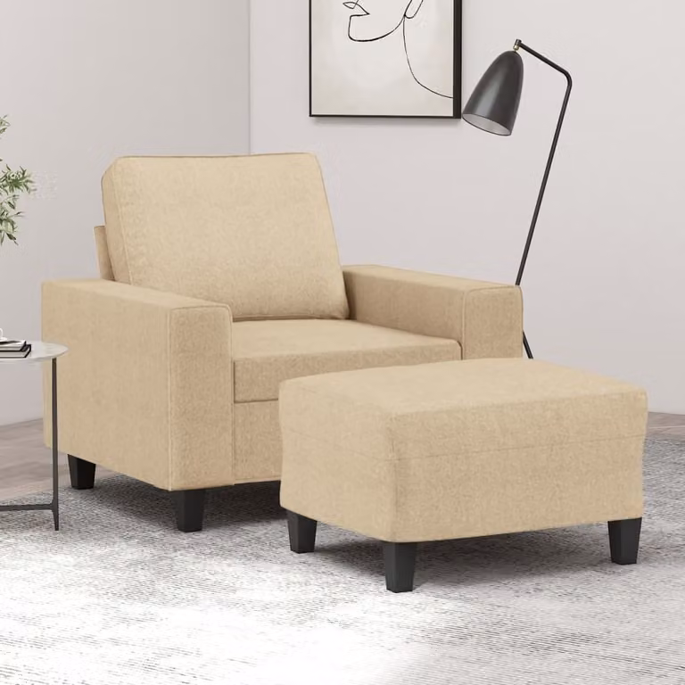 Maison Exclusive - Poltrona con poggiapiedi color crema, 60 cm, in tessuto