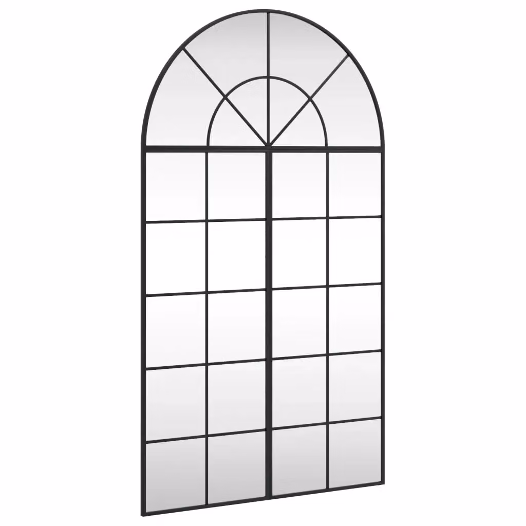 Specchio da Parete ad Arco vidaXL Nero in Metallo e Vetro L: 80 cm, H: 140 cm – 2