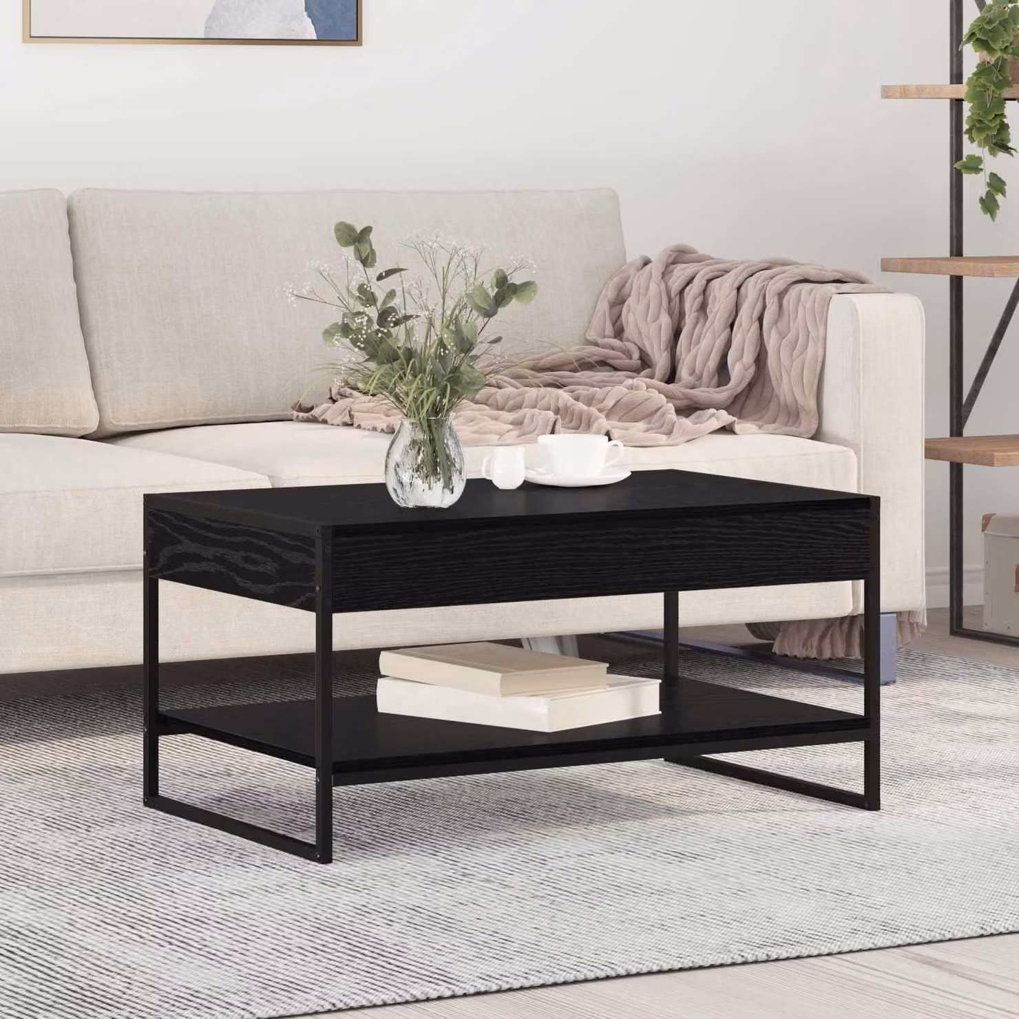 Maison Exclusive - Tavolino nero effetto rovere 80 x 50 x 40 cm Materiale ligneo