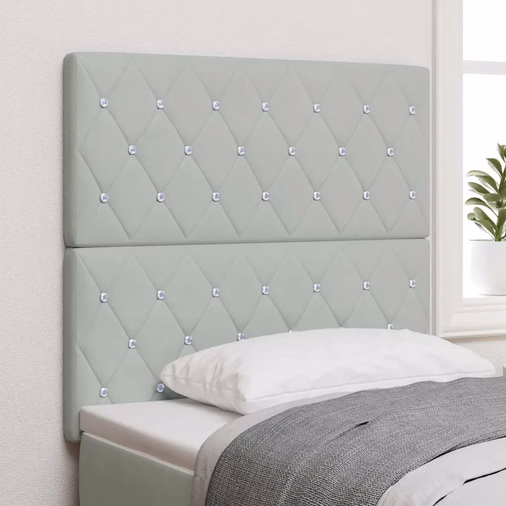 Testiera per letto vidaXL in velluto grigio chiaro, larghezza: 90 cm