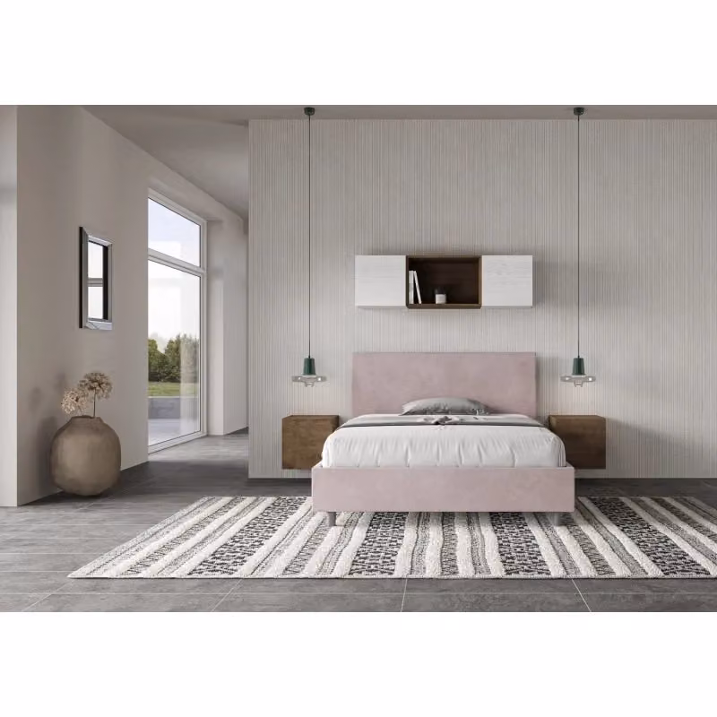 Letto imbottito Adele Ityhome color Glicine in microfibra con rete L: 130 cm, P: 200 cm, H: 145 cm – 2