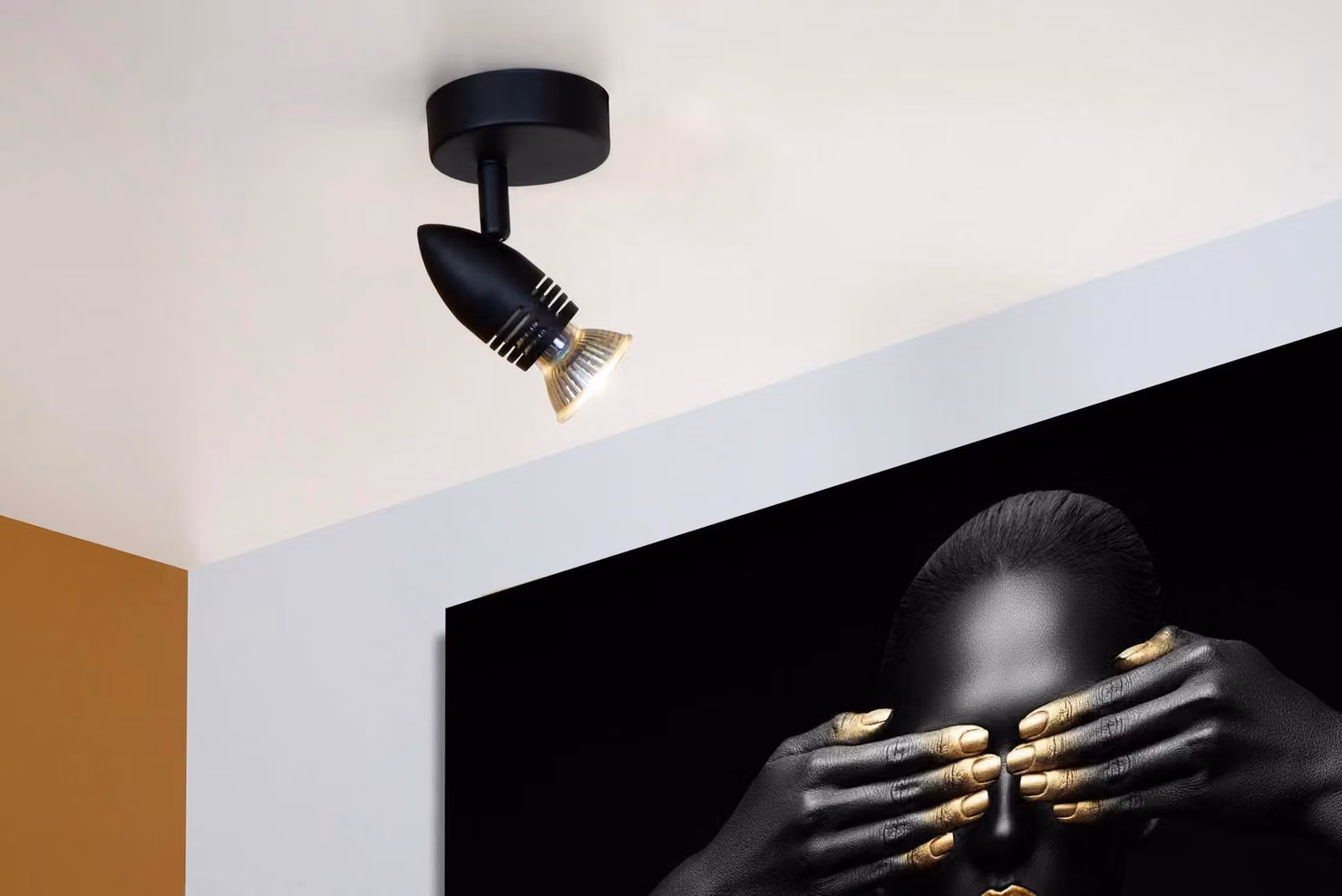 Lampada da parete e soffitto nera CARO 1xGU10 5W Lucide