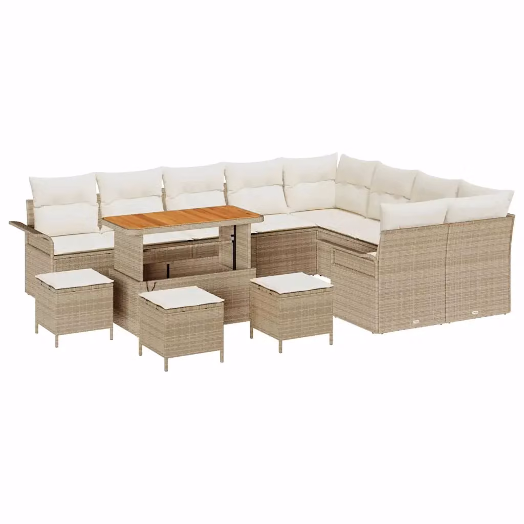 Set Divano da Giardino Moderno vidaXL Beige con Cuscini e Tavolino da Esterno – 2