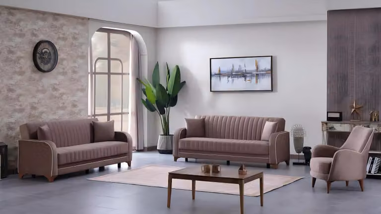 Wohnzimmer Komplett Sofagarnitur 3+3+1 Sitzer Wohnzimmer Textil Möbel