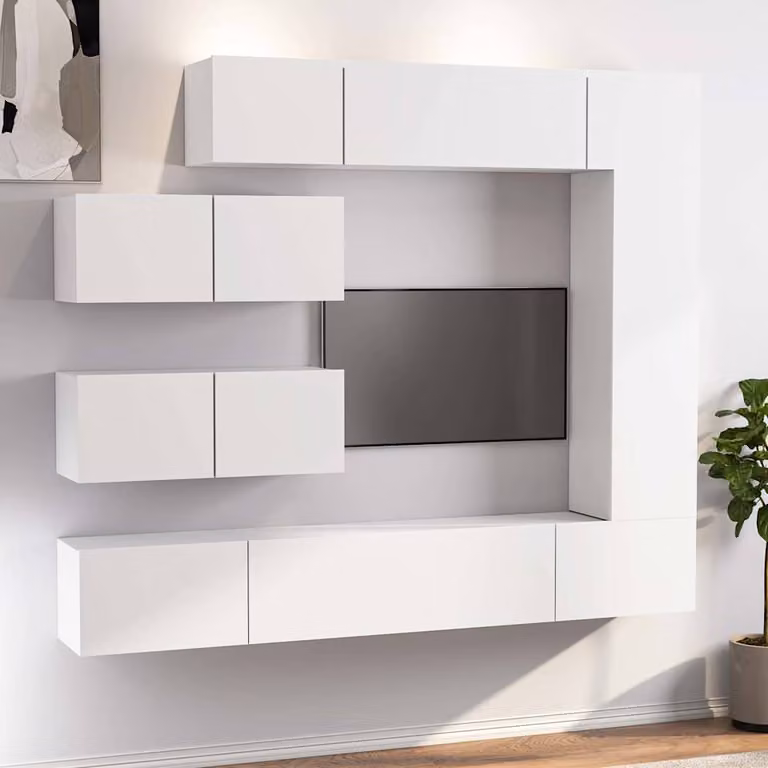 vidaXL Set di Mobili Porta TV 7 pz Bianco in Legno e MDF per Soggiorno