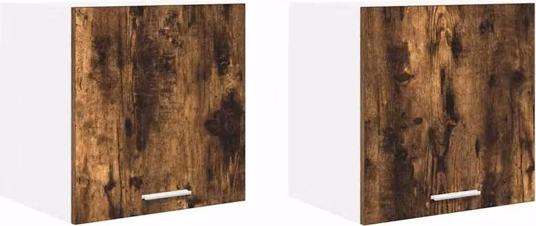 Armadio pensile con porta 2 pcs Rovere Affumicato e Bianco