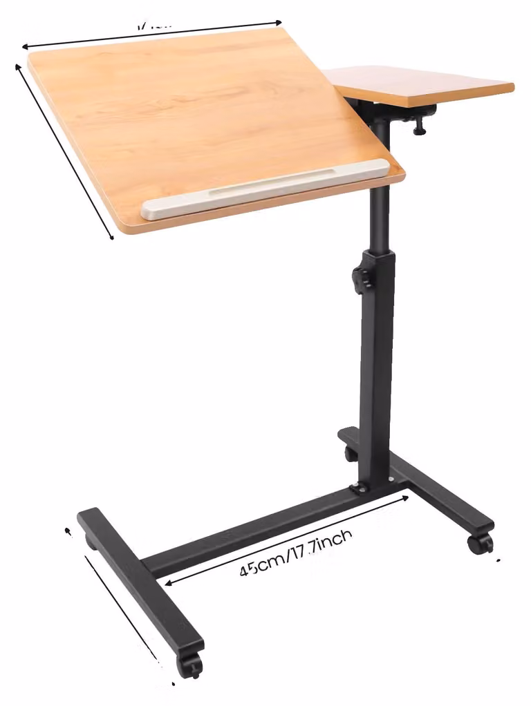 Scrivania per computer mobile, regolabile in altezza, piano inclinabile, nera