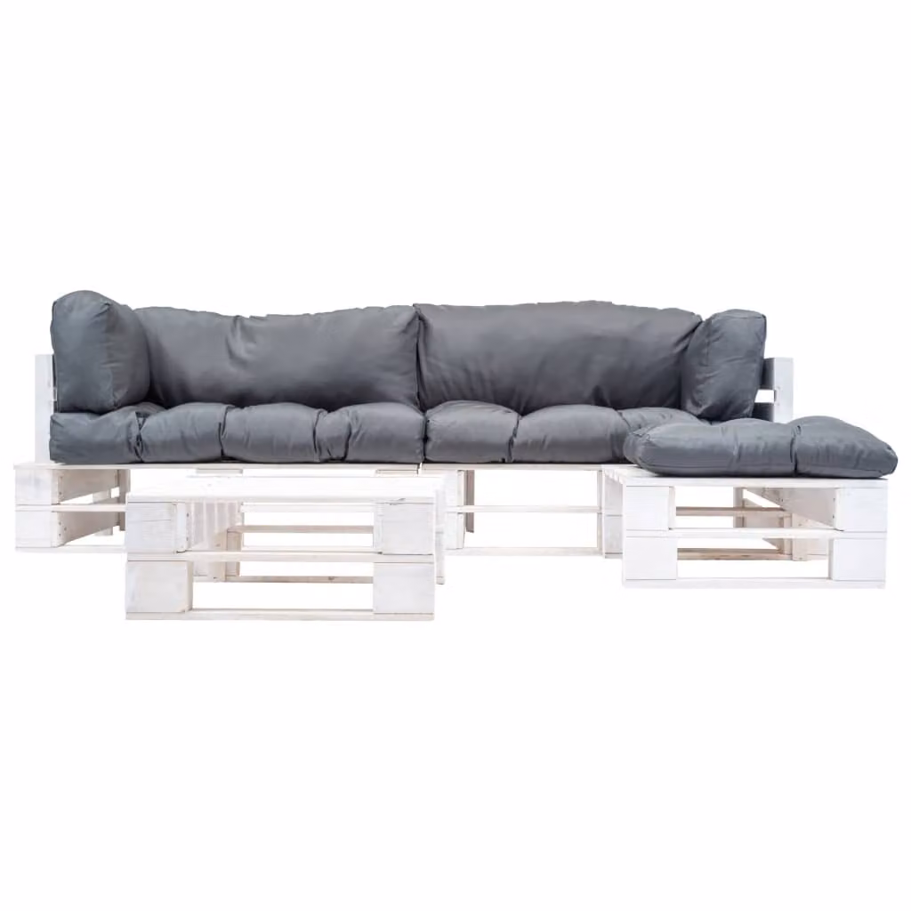 vidaXL Set da salotto in pallet 4 pezzi con cuscini in legno grigio