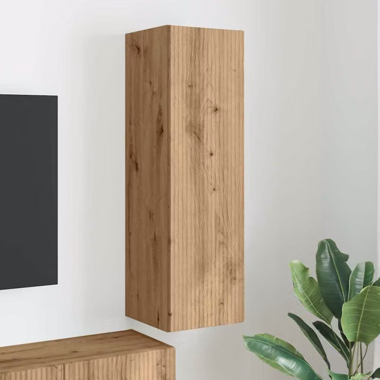 Mobile TV da parete vidaXL in Rovere Artigianale, Marrone, L/P/H: 30 x 31 x 100 cm