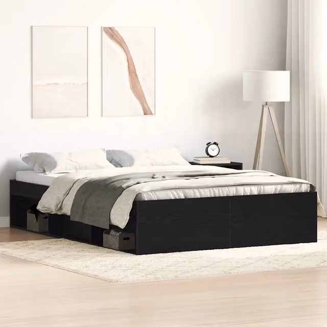 Giroletto senza Materasso-Struttura Letto Rovere Nero 120x200 cm Truciolato 488106