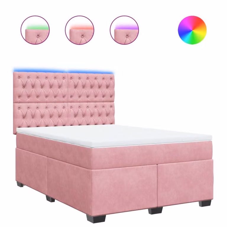 Giroletto a Molle con Materasso Rosa 160x200 cm in Velluto