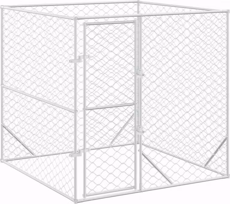 Cuccia per Cani da Esterno Argento 2x2x2 m Acciaio Zincato