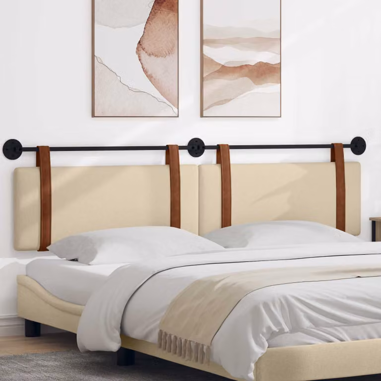Testiera sospesa vidaXL in similpelle beige per camera da letto, L: 210 cm, H: 55 cm, P: 5 cm