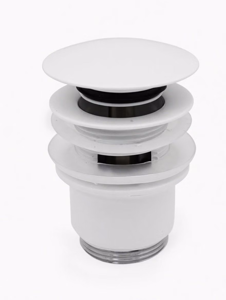Piletta click-clack REMER senza troppo pieno in ottone - Bianco Opaco