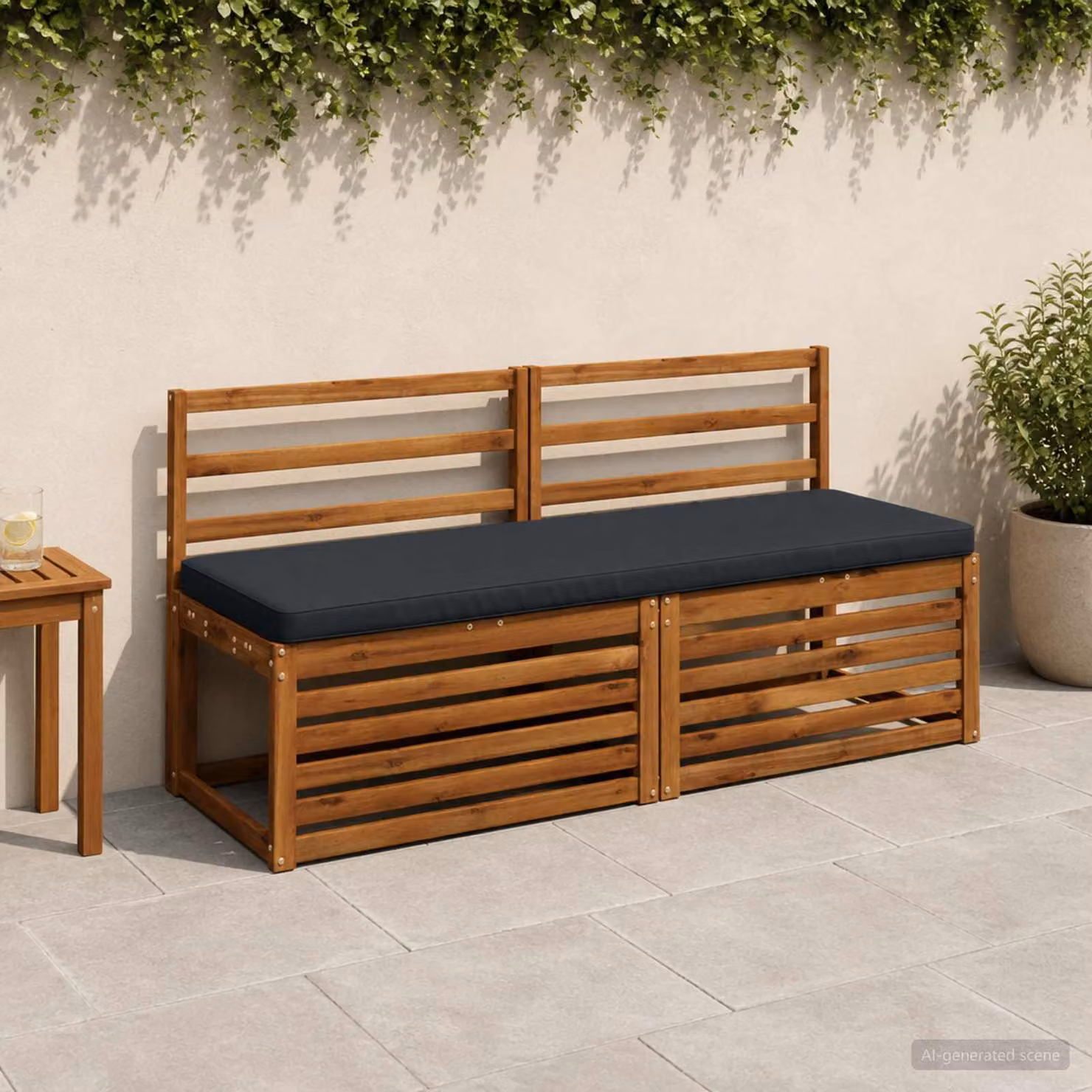 Cuscino per panchina vidaXL VUGHT in poliestere blu scuro con rivestimento rimovibile e resistente ai raggi UV