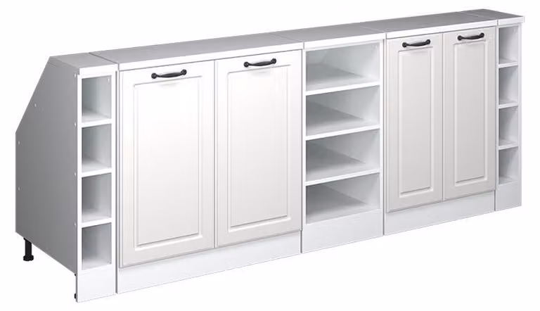 Mobile cucina sottotetto Vicco R-Line Bianco rustico 210 cm Set di 5 carcasse armadio profondità 60 cm, Model 60494