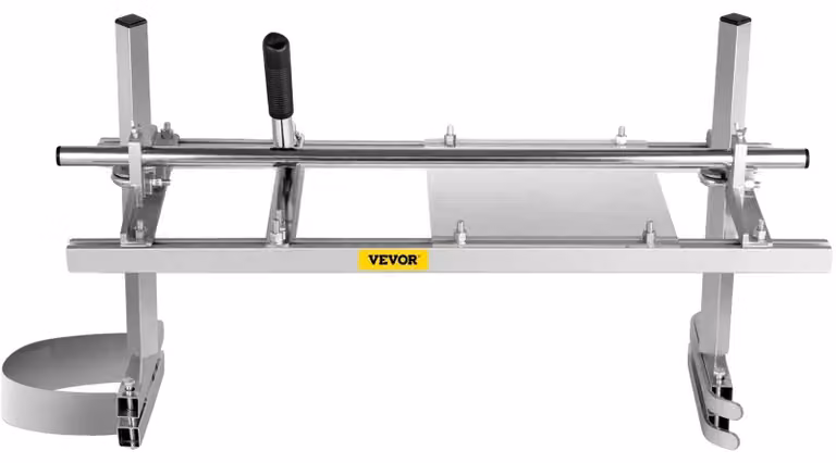 Seghetto elettrico, compatibile con motoseghe da 14 a 24 pollici, capacità di taglio da 1/2" a 13", altezza regolabile da 0 a 14 pollici, realizzato in alluminio e acciaio zincato, peso: 14,2 libbre
