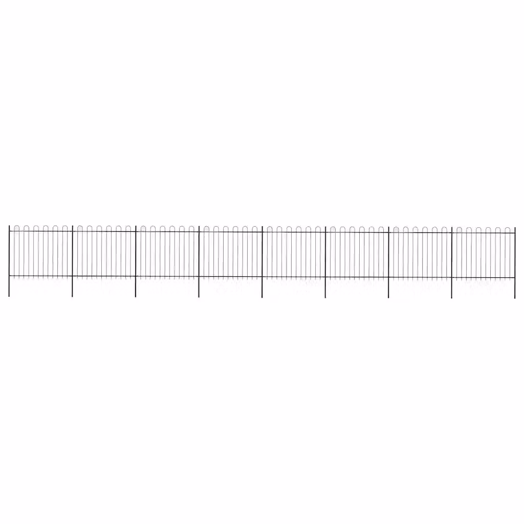 Recinzione da giardino vidaXL in acciaio con parte superiore ad anello, colore nero, L: 1339 cm, H: 150 cm