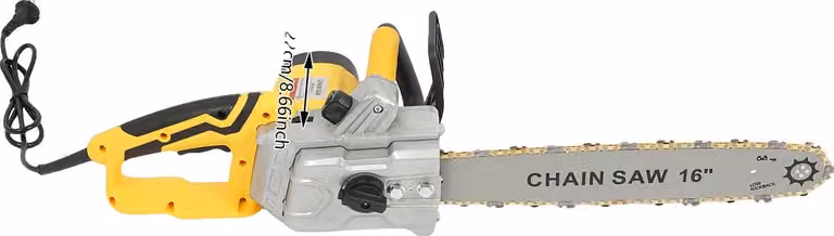 Motosega elettrica, potenza 2000W, regolazione della catena senza attrezzi, giallo