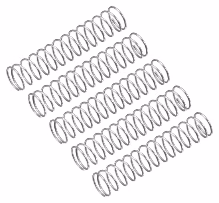 Confezione da 5 molle a compressione, acciaio inossidabile 304, dimensioni 4x0,2x20 mm, colore argento