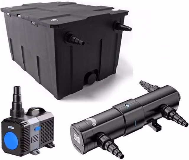 SunSun Kit ECO CBF per laghetti fino a 8000 litri con filtro biologico a camera, pompa di risalita a risparmio energetico e UV-C