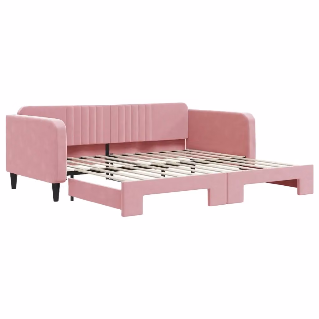 Divano Letto con Letto Estraibile vidaXL in Velluto Rosa per Soggiorno e Camera da Letto L/P/H: 223 x 110 x 75 cm, Letto Estraibile 100 x 200 cm – 2