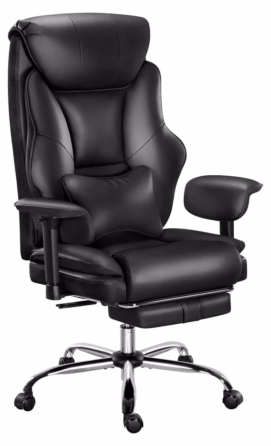 Sedia da ufficio ergonomica - Sedia da direttore - Regolabile in altezza - Girevole - Schienale imbottito a doppio strato - Braccioli - Ruote - Colore: nero