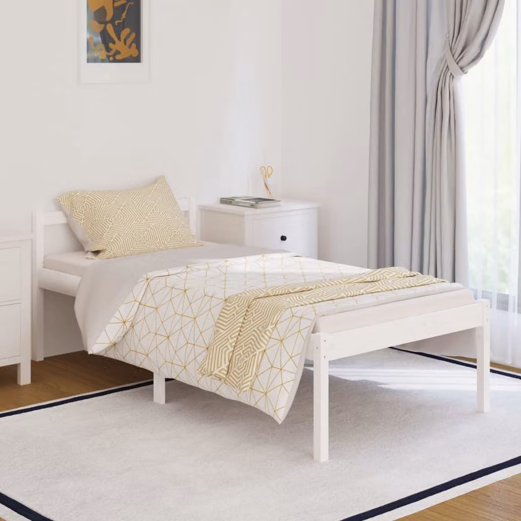 The Living Store Letto Senior bianco 90x190 cm in legno di pino massiccio