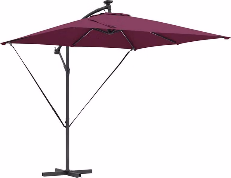 Ombrellone con strisce LED Rosso Bordeaux 249 x 249 x 250 cm