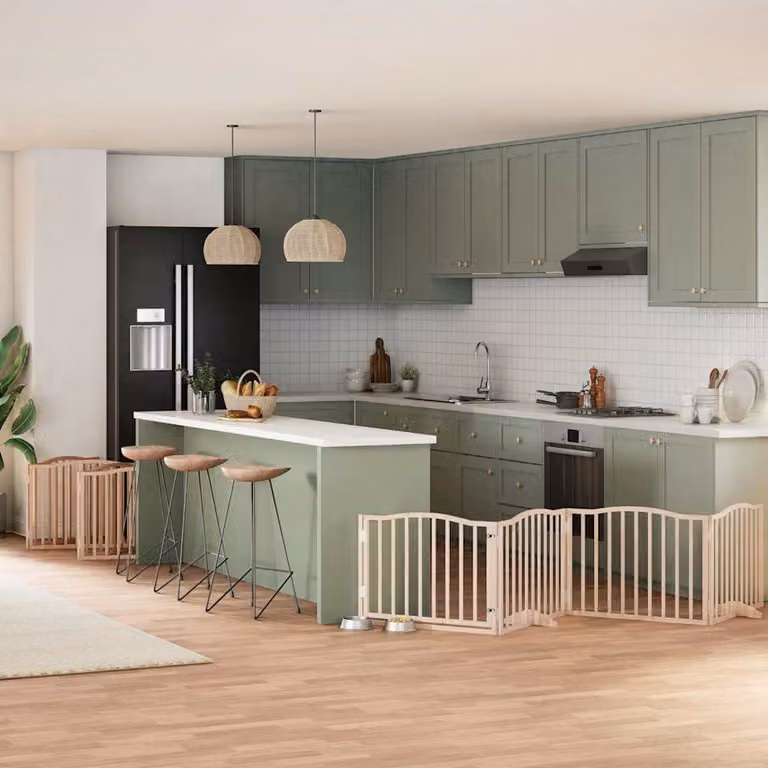 Cancello per cani pieghevole vidaXL in legno di pioppo con 12 pannelli, colore marrone o beige