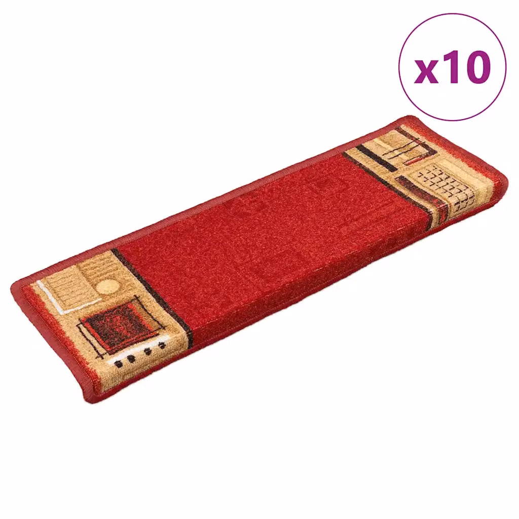 vidaXL Tappetini per Scale Autoadesivi 10 pz 65x21x4 cm Rossi
