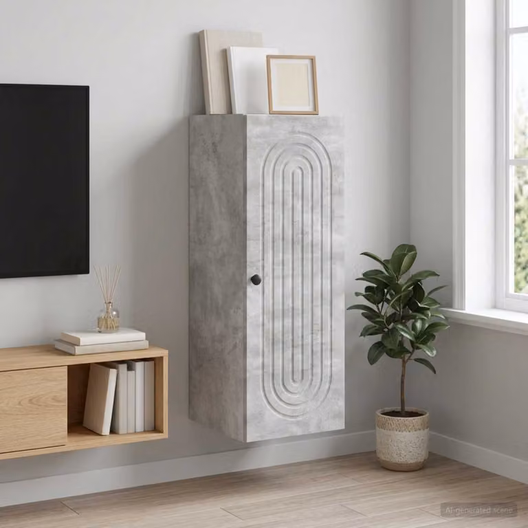Mobiletto a muro vidaXL moderno in grigio con ante a battente e ripiani interni L: 33 cm, P: 34,5 cm, H: 90 cm