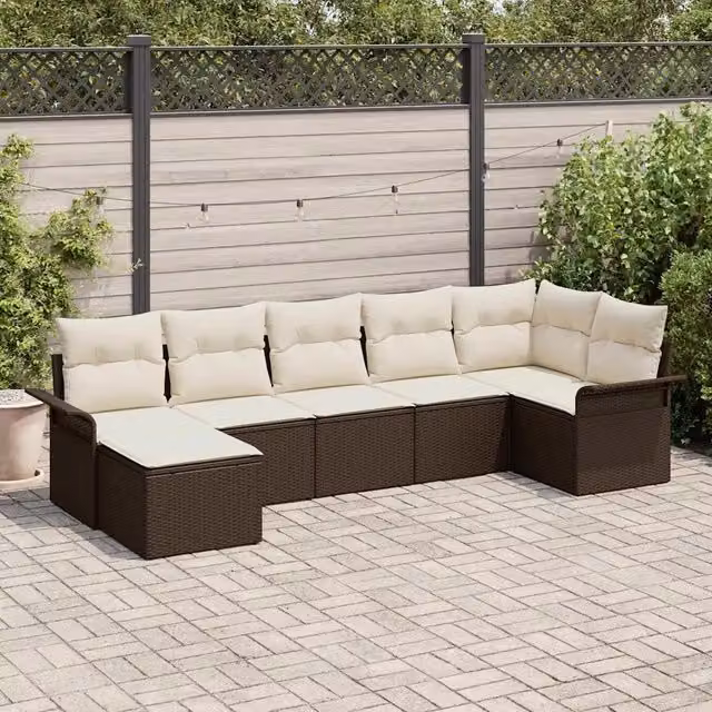 Set Divano da Giardino 7 pz Marrone polyrattan 3354117
