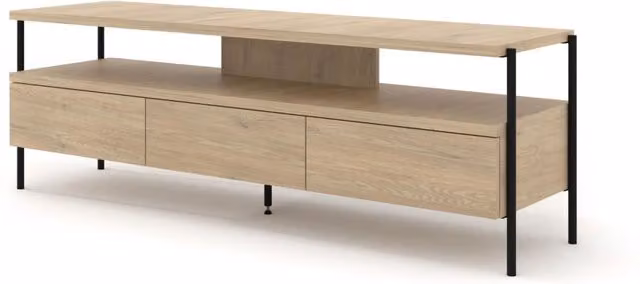 Mobile Dragonfly RTV3S DC Bim Furniture in stile industriale, colore marrone, nero e beige, L: 150 cm, P: 42 cm, H: 51 cm